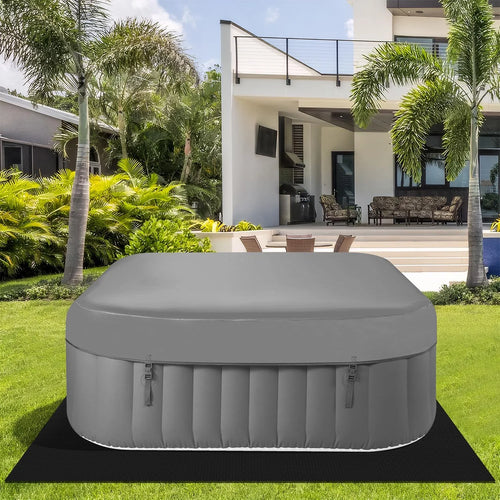 73In Square Hot Tub for 4-6 Person,  Inflatable Hot Tub Home SPA for Outdoor, 910L Capacity, 130Pcs Massage Jets, W/4 Filters, Lockable Cover, Storage Bag, 2 Cup Holder, Gray