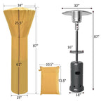 87 In. Tall 48,000 BTU Grey Patio Propane Heater with Table and Cover