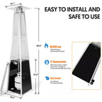 48,000 BTU Pyramid Standing Patio Heater Propane Heater for Outdoor Use with Wheels Ideal for Backyard Balcony 6-8