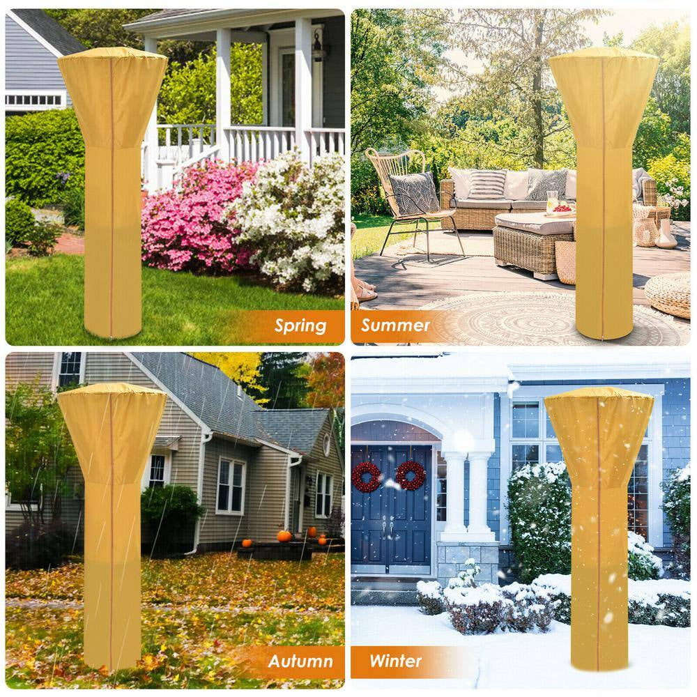 87 In. Tall 48,000 BTU Grey Patio Propane Heater with Table and Cover